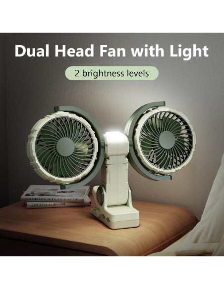 Ventilador Portátil Nediea F7311 Doble Cabeza 4000mAh Verde