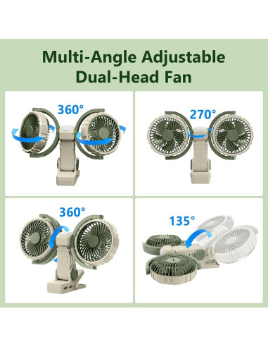 Ventilador Portátil Nediea F7311 Doble Cabeza 4000mAh Verde