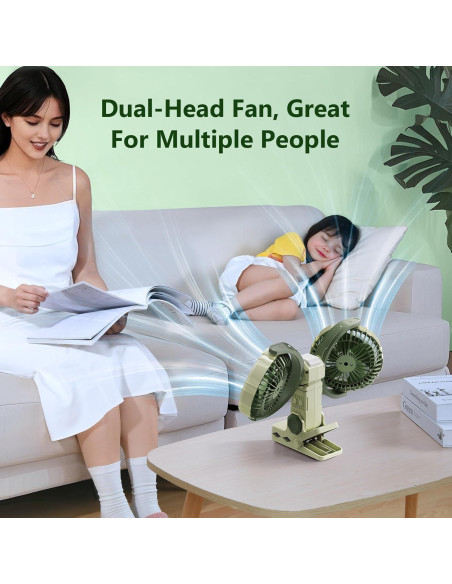 Ventilador Portátil Nediea F7311 Doble Cabeza 4000mAh Verde