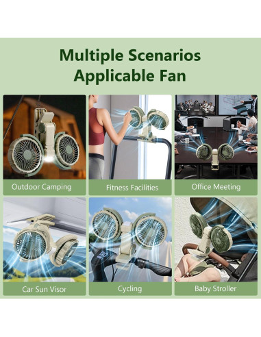 Ventilador Portátil Nediea F7311 Doble Cabeza 4000mAh Verde