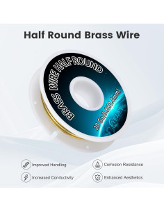Alambre de Latón 20 Gauge Media Redonda 0.81x0.41mm 16.76m 2
