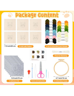 Kit de Posavasos de Aguja de Punch WATINC - 22 Piezas con Patrones de Gatito 2