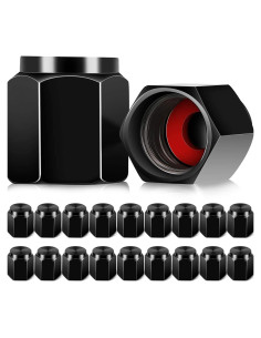 20 Tapas de Válvula de Neumático Mudder Hexagonales Negras
