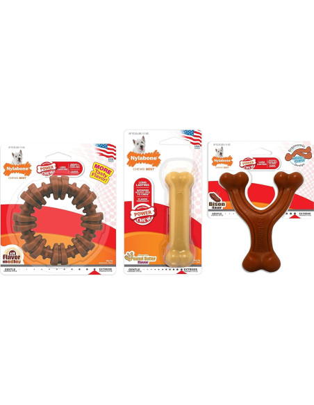Paquete de 3 Juguetes para Perros Nylabone Power Chew