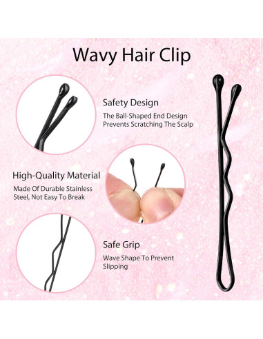 Kit de Mini Pasadores de Pelo GEEHUA 150pcs 3.5cm Negro