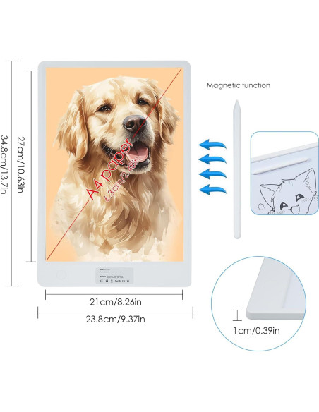 Tablero de Dibujo LED A4 CaalLogt 2en1 Portátil Recargable