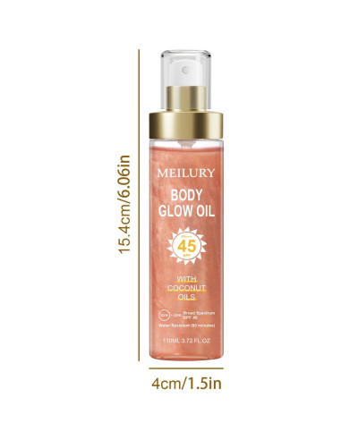 Aceite Brillante Corporal Meilury SPF 45 con Mica Rosa 109.8 ml