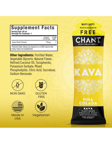 Chant Kava Shots 2 Unidades 50.3 ml Sabor Piña Colada