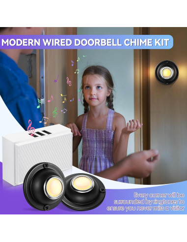 Botones de Timbre de Puerta Metal Negro Saillong - 2 Piezas