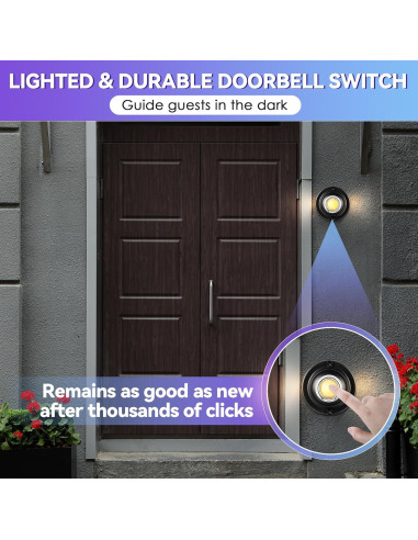 Botones de Timbre de Puerta Metal Negro Saillong - 2 Piezas