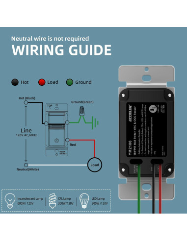 Interruptor de Luz ECOELER con Sensor de Movimiento PIR Blanco