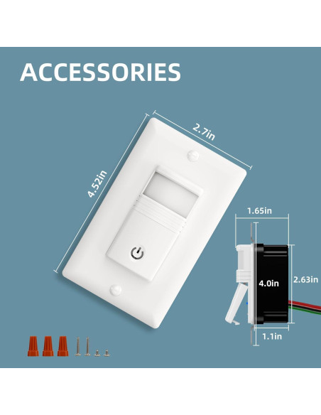 Interruptor de Luz ECOELER con Sensor de Movimiento PIR Blanco