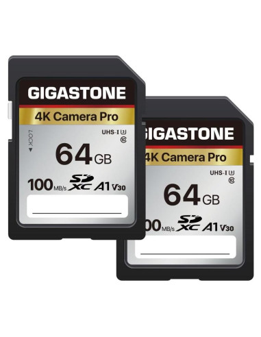 Tarjeta SD Gigastone 64GB 2-Pack A1 V30 4K Ultra HD
