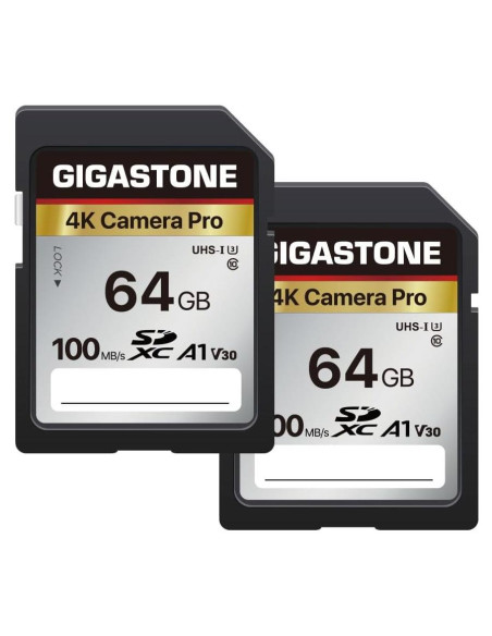 Tarjeta SD Gigastone 64GB 2-Pack A1 V30 4K Ultra HD