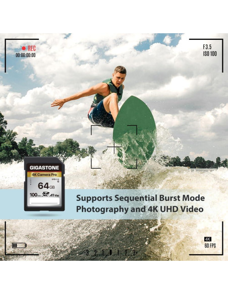 Tarjeta SD Gigastone 64GB 2-Pack A1 V30 4K Ultra HD