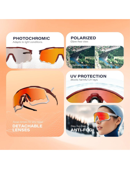 Gafas de Ciclismo GONTSAM Fotoquímicas Polarizadas UV400