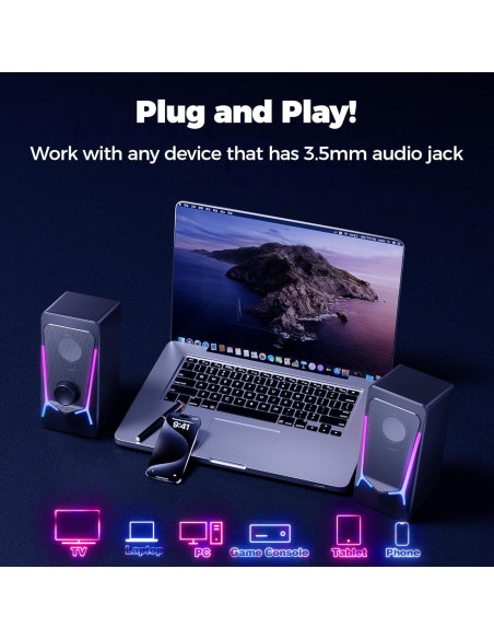 Altavoces Multimedia Estéreo 2.0 ROSON RC-CO707 USB y Aux