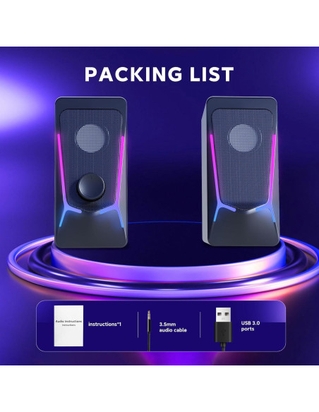 Altavoces Multimedia Estéreo 2.0 ROSON RC-CO707 USB y Aux