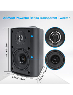 Altavoces Pasivos para Exterior Herdio HOS-401B 4" 200W Negro 2