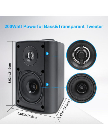 Altavoces Pasivos para Exterior Herdio HOS-401B 4" 200W Negro