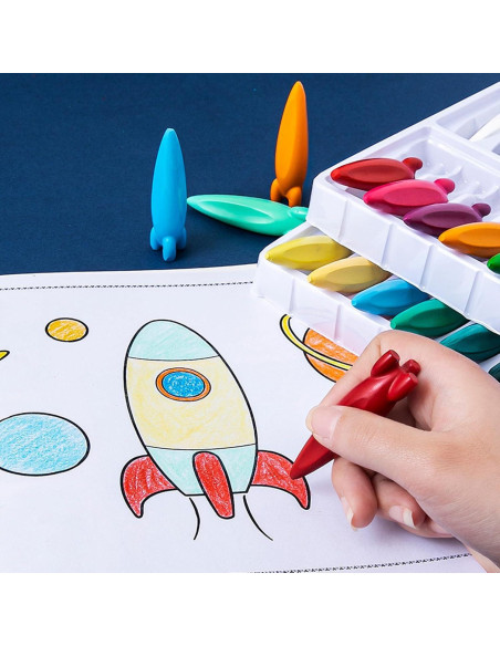 Crayones UEXINGOO en Forma de Cohete - 24 Colores Lavables