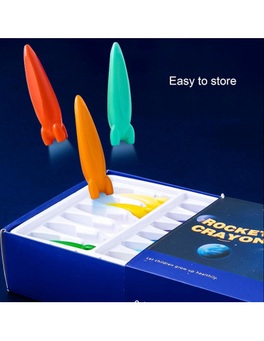 Crayones UEXINGOO en Forma de Cohete - 24 Colores Lavables