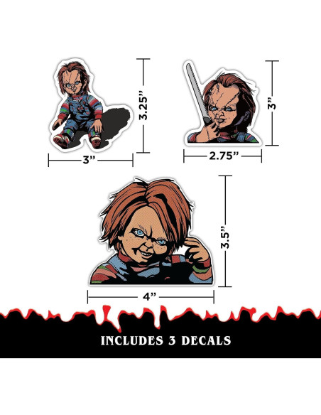 Set de 3 Calcomanías de Vinilo Chucky - Decoración Terrorífica
