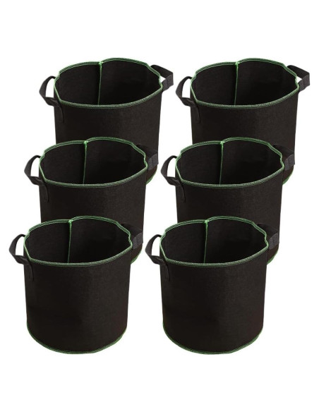 Bolsas de Crecimiento para Plantas GANAZONO 6Pcs 15L Tela Transpirable