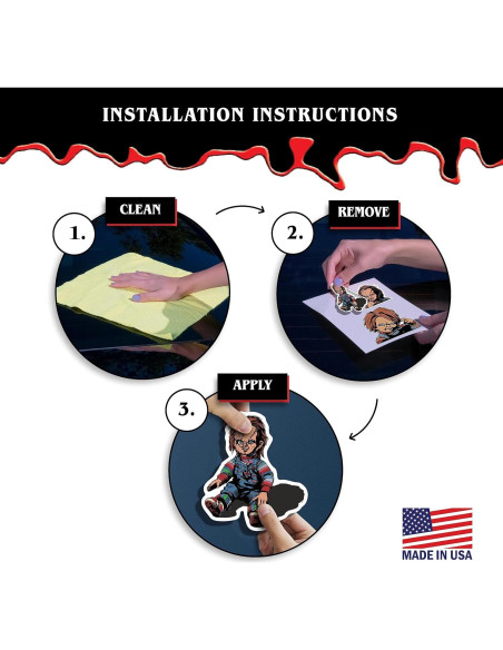 Set de 3 Calcomanías de Vinilo Chucky - Decoración Terrorífica