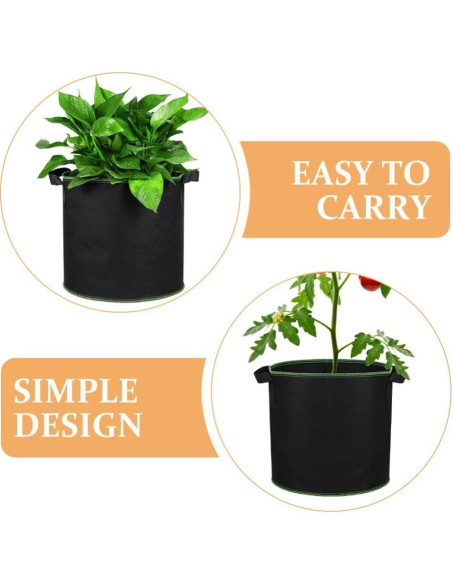 Bolsas de Crecimiento para Plantas GANAZONO 6Pcs 15L Tela Transpirable