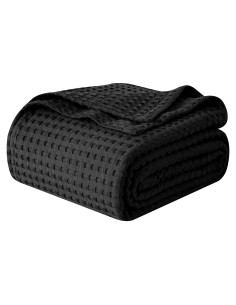 Manta Waffle 100% Algodón Elegant Comfort 223.5x223.5 cm Negra