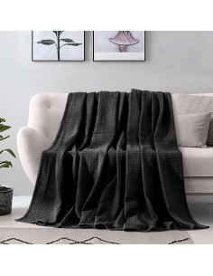 Manta Waffle 100% Algodón Elegant Comfort 223.5x223.5 cm Negra 2