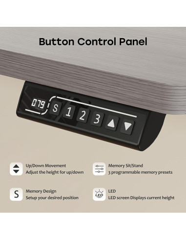 Escritorio de Pie Eléctrico JYLH JOYSEEKER 48x24 Gris Ajustable