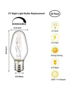 Paquete de 24 Bombillas C7 E12 Regulables 15W LinMiFo 2