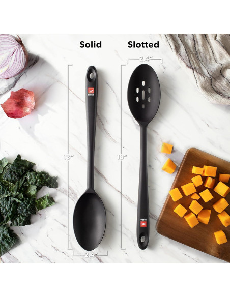 Cucharas de Silicona DI ORO 2 Piezas Antiadherentes Negras