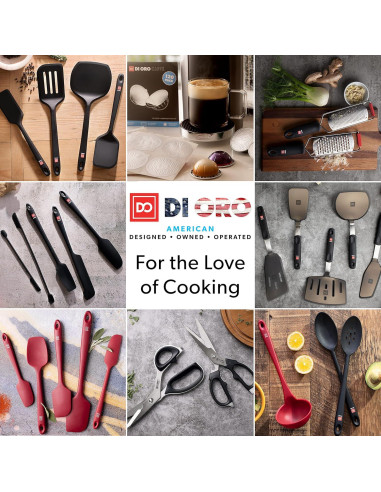 Cucharas de Silicona DI ORO 2 Piezas Antiadherentes Negras