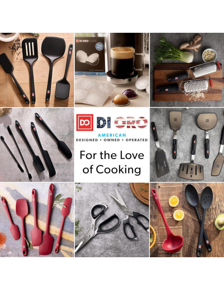 Cucharas de Silicona DI ORO 2 Piezas Antiadherentes Negras