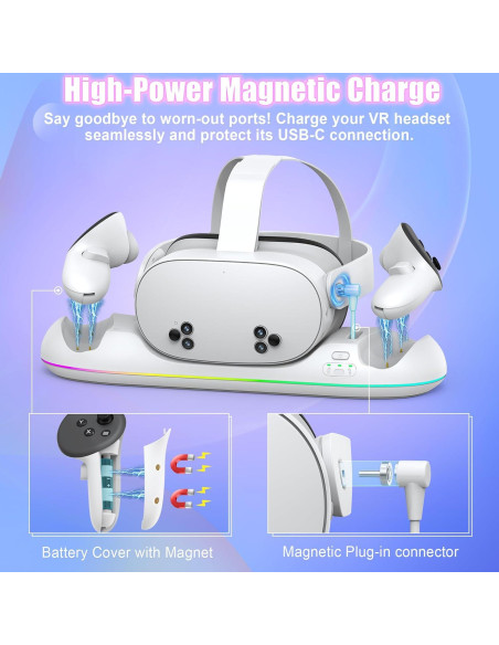 Base de Carga Magnética VZNEK Q22 para Meta Quest 3/3S/2 - 20W