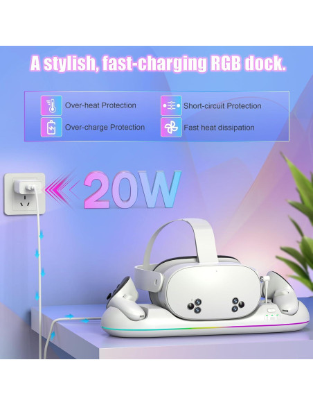 Base de Carga Magnética VZNEK Q22 para Meta Quest 3/3S/2 - 20W