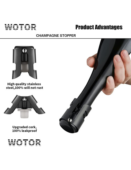 Tapones de Champagne WOTOR Acero Inoxidable 2 Piezas
