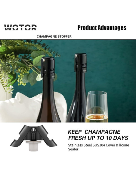 Tapones de Champagne WOTOR Acero Inoxidable 2 Piezas