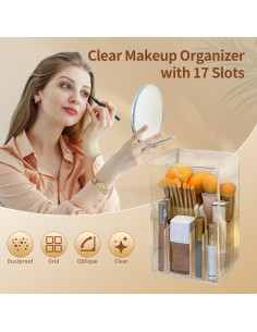 Organizador de Brochas de Maquillaje Singring Acrílico Transparente 2