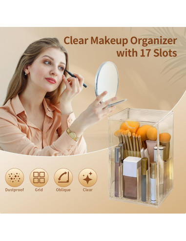 Organizador de Brochas de Maquillaje Singring Acrílico Transparente
