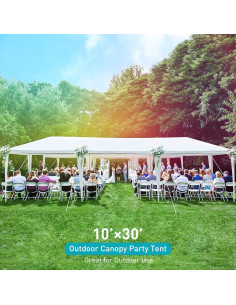 Carpa de Fiesta ANTSKU 10x30m Blanca con 7 Paredes Removibles 2