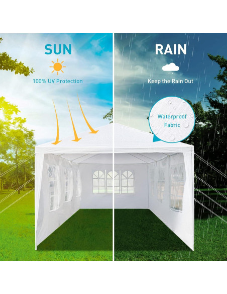 Carpa de Fiesta ANTSKU 10x30m Blanca con 7 Paredes Removibles