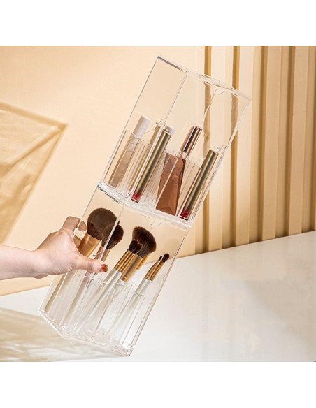 Organizador de Brochas de Maquillaje Singring Acrílico Transparente
