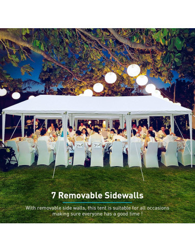 Carpa de Fiesta ANTSKU 10x30m Blanca con 7 Paredes Removibles