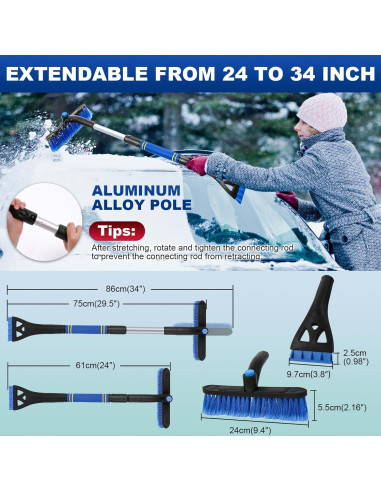 Raspador de Hielo y Cepillo de Nieve BFONS 2 en 1 360