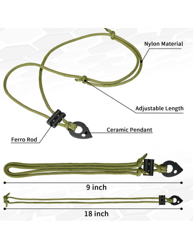 Collar de Supervivencia NUOGAO con Paracord y Pedernal 99 cm