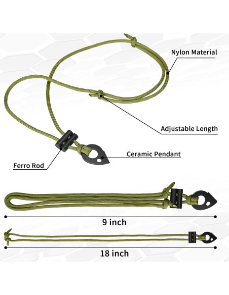 Collar de Supervivencia NUOGAO con Paracord y Pedernal 99 cm
